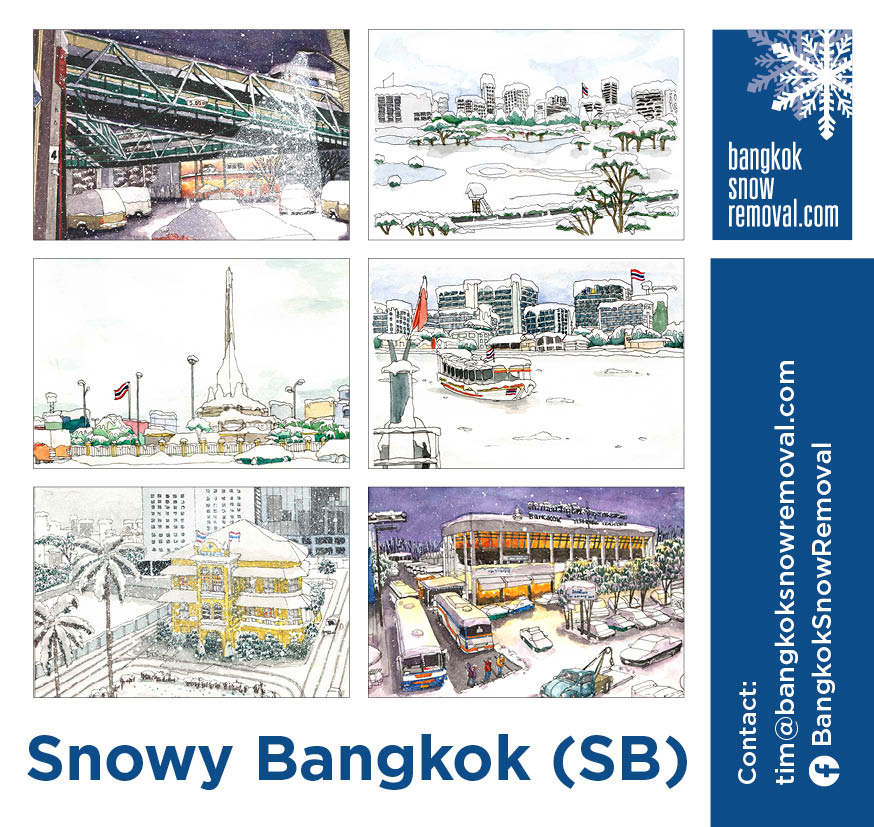 Six scenes from or near Bangkok’s most famous BTS Stations featuring iconic landmarks known around the world.